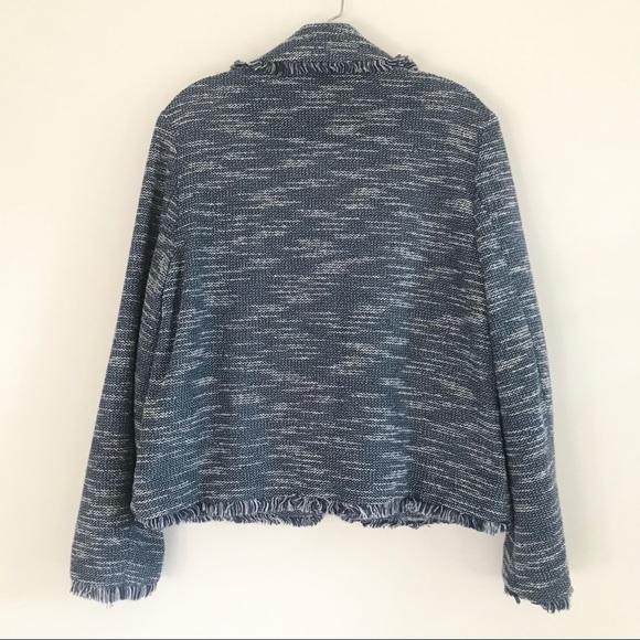 TOPSHOP BLUE TWEED CHUNKY KNIT OPEN FRIDGE BLAZER - Picture 9 of 13